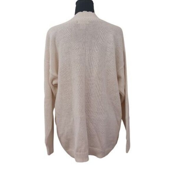 Vtg Victoria Jones Sweater Womens Medium Embroidered Floral V Neck Beige Pink - Picture 4 of 8